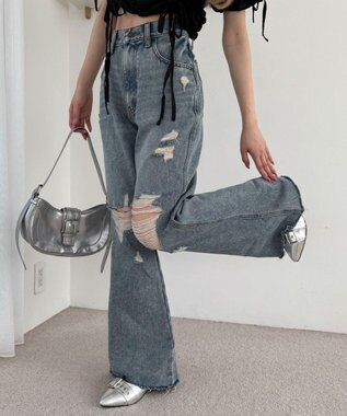 WEGO ダメージフレアデニムパンツ