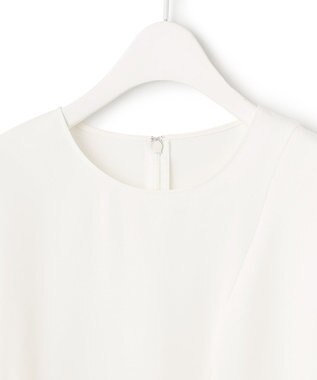 ICB 【WEB限定カラーあり・洗える】エステルダブルクロス 長袖ラッフルブラウス オフホワイト系