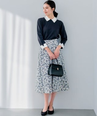 組曲 S Elena襟付きニットプルオーバー ブラック系