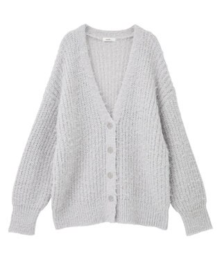 earth music&ecology 【予約】カラーミックスシャギーカーディガン グレー