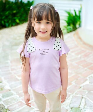 ANY KIDS ひんやりクール 肩リボンTシャツ ラベンダー
