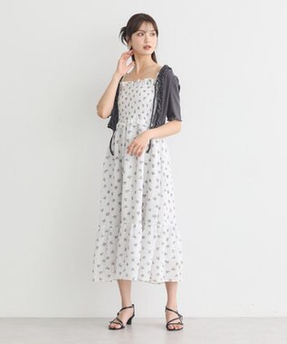 earth music&ecology 花柄シアーポップコーンキャミワンピース Off White