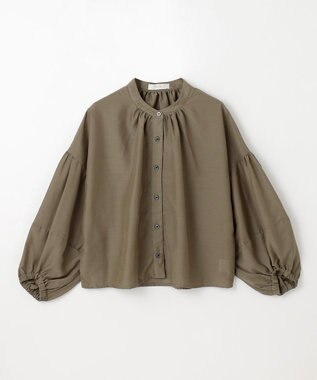 ANY シアーテックリネンギャザーブラウス カーキ
