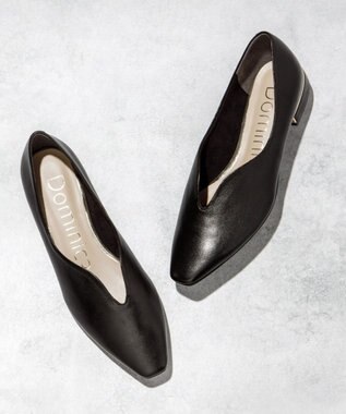 Dominic3 ヒールキャップ Vカットソフトパンプス ブラック