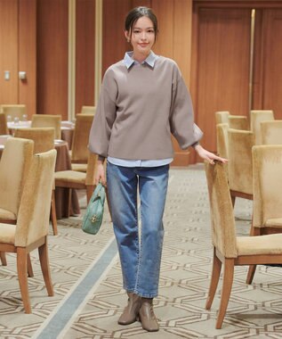 Tiaclasse 【安田美沙子さん着用・新色追加・洗える】ボリュームパフスリーブニット グレージュ