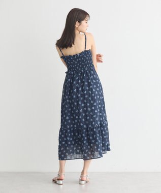 earth music&ecology 花柄シアーポップコーンキャミワンピース Navy