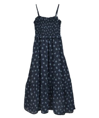 earth music&ecology 花柄シアーポップコーンキャミワンピース Navy