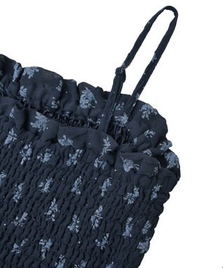 earth music&ecology 花柄シアーポップコーンキャミワンピース Navy