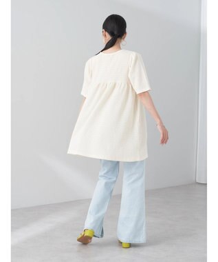 earth music&ecology ジャガードギャザーチュニック Ivory