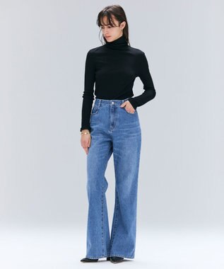 BEIGE， 【洗える・GISELe 10月号掲載】FORD / ウール配色メローハイネックカットソー Black