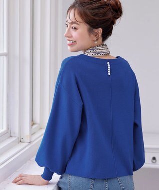 Tiaclasse 【安田美沙子さん着用・新色追加・洗える】ボリュームパフスリーブニット ブルー