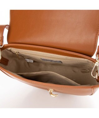 UNBILLION cachecache 財布ポーチ付きハーフムーンショルダーバッグ キャメル