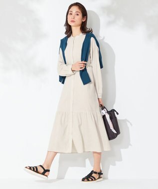 ANY 【洗える】ライトリネンクロス ワンピース サンドベージュ