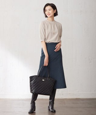J.PRESS LADIES L 【洗える】レーヨンエリートストレッチ ギャザースリーブ ニット ベージュ系