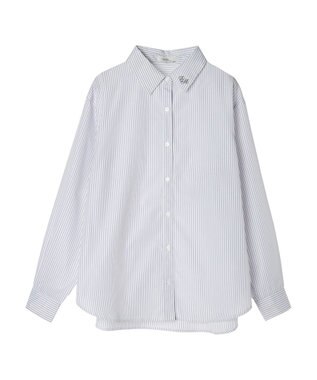 earth music&ecology ワンポイントロゴシャツ Stripe Gray