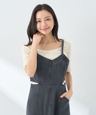 earth music&ecology サイドカットデニムキャミワンピース Black