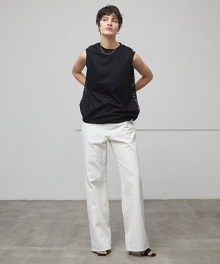 BEIGE， 【洗える】VICTOR / ワイドデニムパンツ White
