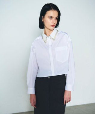 GRACE CONTINENTAL ビジューカラーシャツ ホワイト