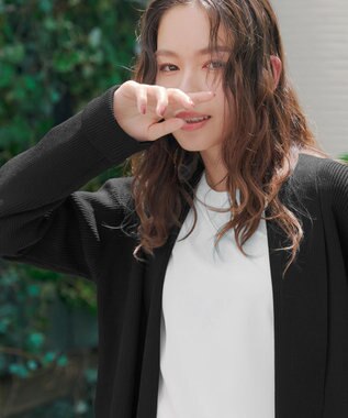 Tiaclasse 【洗える】リブ編み着流しカーディガン ブラック