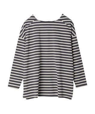 earth music&ecology バック釦ボーダーチュニック Charcoal Gray