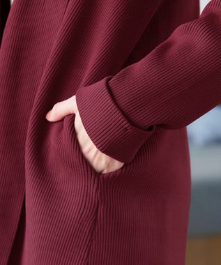 Tiaclasse 【洗える】リブ編み着流しカーディガン ボルドー