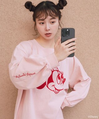 earth music&ecology 【予約】【綿100％】Disney/アソートプリントロンTEE ピンク