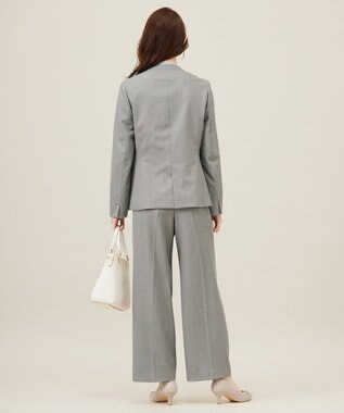 ANY SIS 【洗える】褒めらレディノーカラー ジャケット グレーシャンブレー