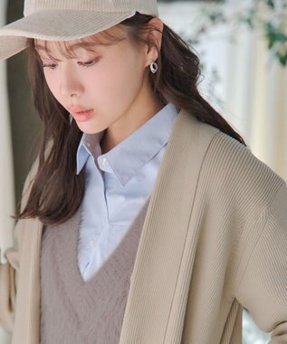 Tiaclasse 【洗える】リブ編み着流しカーディガン ベージュ