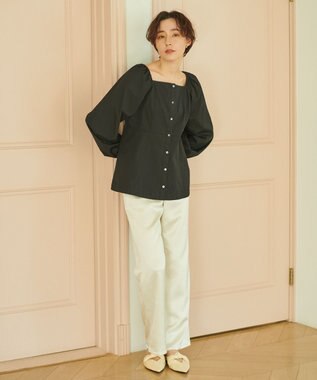 #Newans 【ANSWER for ほど甘トレンド】スクエアネックペプラムブラウス ブラック系