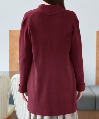 Tiaclasse 【洗える】リブ編み着流しカーディガン ボルドー