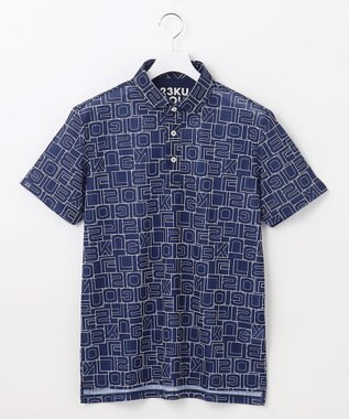 23区GOLF 盛夏対応のマルチ機能【接触冷感・UVケア・吸水速乾】【MEN】総ロゴ カノコシャツ ネイビー系5