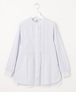 J.PRESS LADIES 【洗える】 BEZ VEGA ピンタック ストライプ ブラウス ネイビー系1