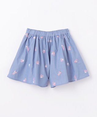 ANY KIDS フラワー 刺繍 キュロット デニムブルー