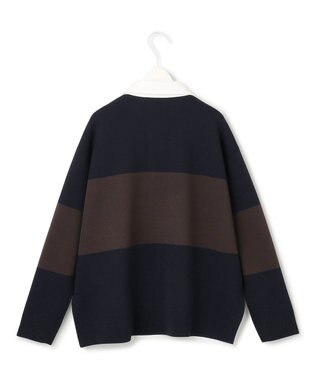 ICB 【洗える】 シンセティックダブルフェイス ラガーニットプルオーバー ネイビー×ダークブラウン系