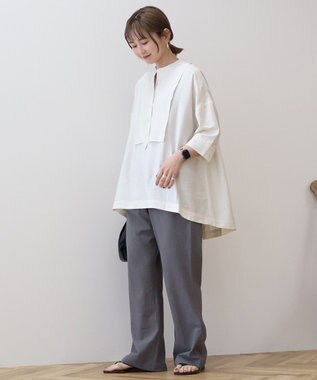AMERICAN HOLIC 【WEB限定】接触冷感バンドカラーシャツチュニック Ivory