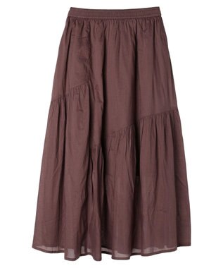earth music&ecology コットンボイルランダム切替フレアスカート Brown