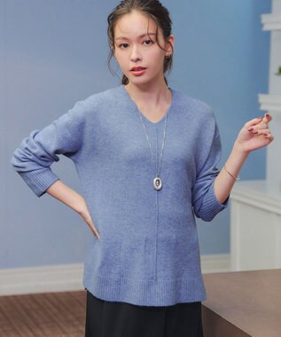 Tiaclasse 【安田美沙子さん着用・洗える】メランジVネックニットプルオーバー