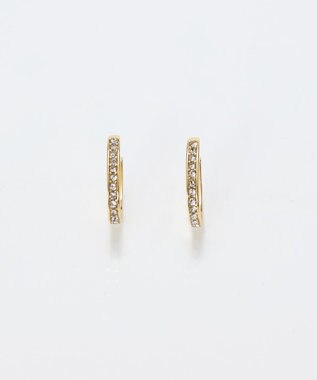 Phoebe 【金属アレルギー対応】ワンタッチライナーオーバルビジューフープピアス　ゴールド ゴールド