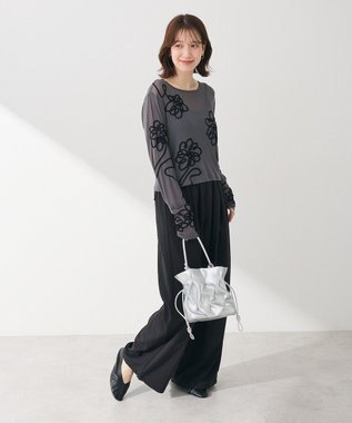 Green Parks ・ＥＬＥＮＣＡＲＥ　ＤＵＥ　コード刺繍シアーロンＴ Charcoal Gray