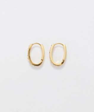 Phoebe 【金属アレルギー対応】ワンタッチライナーオーバルビジューフープピアス　ゴールド ゴールド
