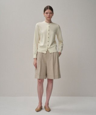 ATON FINE COMPACT COTTON | クルーネックカーディガン OFF WHITE