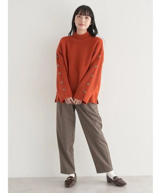 earth music&ecology 袖ボタンニットプルオーバー Orange