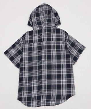 WEGO フードチェックBIGシャツ（S） ネイビー