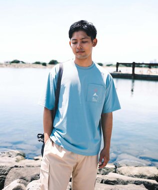 SHARE PARK MENS 【UVカット・吸水速乾・ストレッチ・軽量 】ポケットロゴTシャツ（L・XLサイズ） サックスブルー系