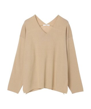 Green Parks 洗える　ミラノリブ編みニットプルオーバー Gray Beige