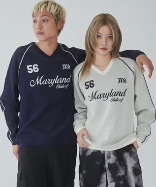 WEGO 【ユニセックス着用ITEM】ゲームロゴメッシュジャガードプルオーバー ネイビー