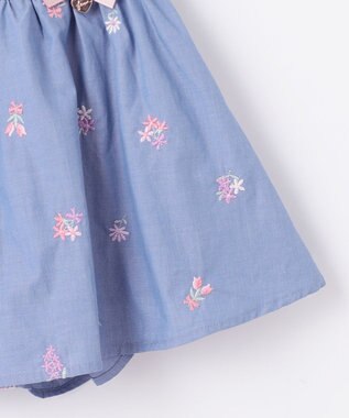 ANY KIDS フラワー 刺繍 キュロット デニムブルー