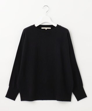 自由区 L 【洗える】ソフトウールハイゲージ ドルマンスリーブニット ネイビー系