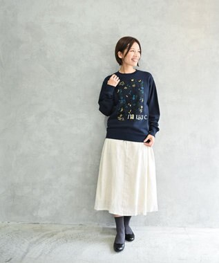 muuc 〈コットン100% 12.7オンス生地＆裏面パイル〉筆記帳刺繍のスウェット ネイビー