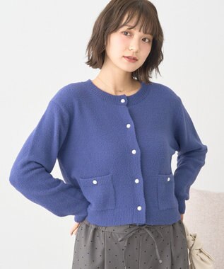 earth music&ecology 【イージーケア】パウダーシャギークルーネックカーディガン